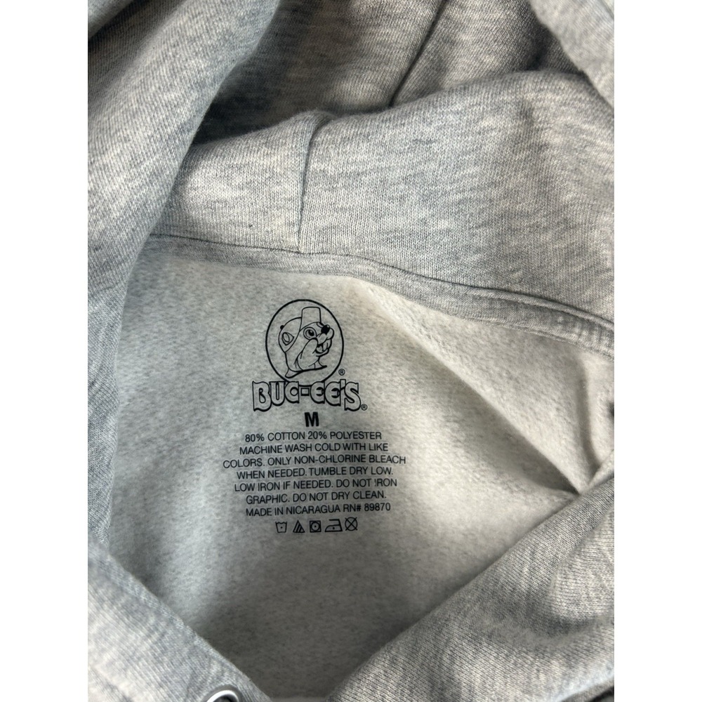 Buc-ees Hoodie Sweatshirt Unisex Sz M Grey Beaver Logo Bucees Buc-ee's Classic - Picture 3 of 8
